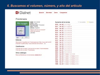 6. Buscamos el volumen, número, y año del artículo
 