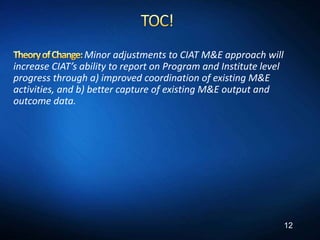 Monitoring and Evaluation Open Discussion