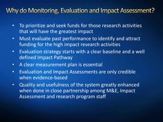 Monitoring and Evaluation Open Discussion