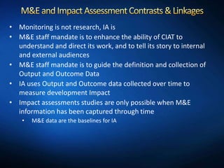 Monitoring and Evaluation Open Discussion