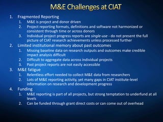 Monitoring and Evaluation Open Discussion