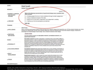 OCW Scholar – BCS9.00SC

Gabrieli, John. 9.00SC Introduction to Psychology, Fall 2011. (MIT OpenCourseWare: Massachusetts Institute of
Technology), http://ocw.mit.edu/courses/brain-and-cognitive-sciences/9-00sc-introduction-to-psychology-fall-2011 (Accessed 7 Nov, 2013). License:

12

 