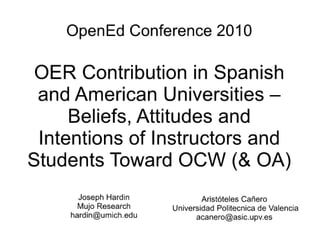 OpenEd2010 hardin canero - OCW Contributions