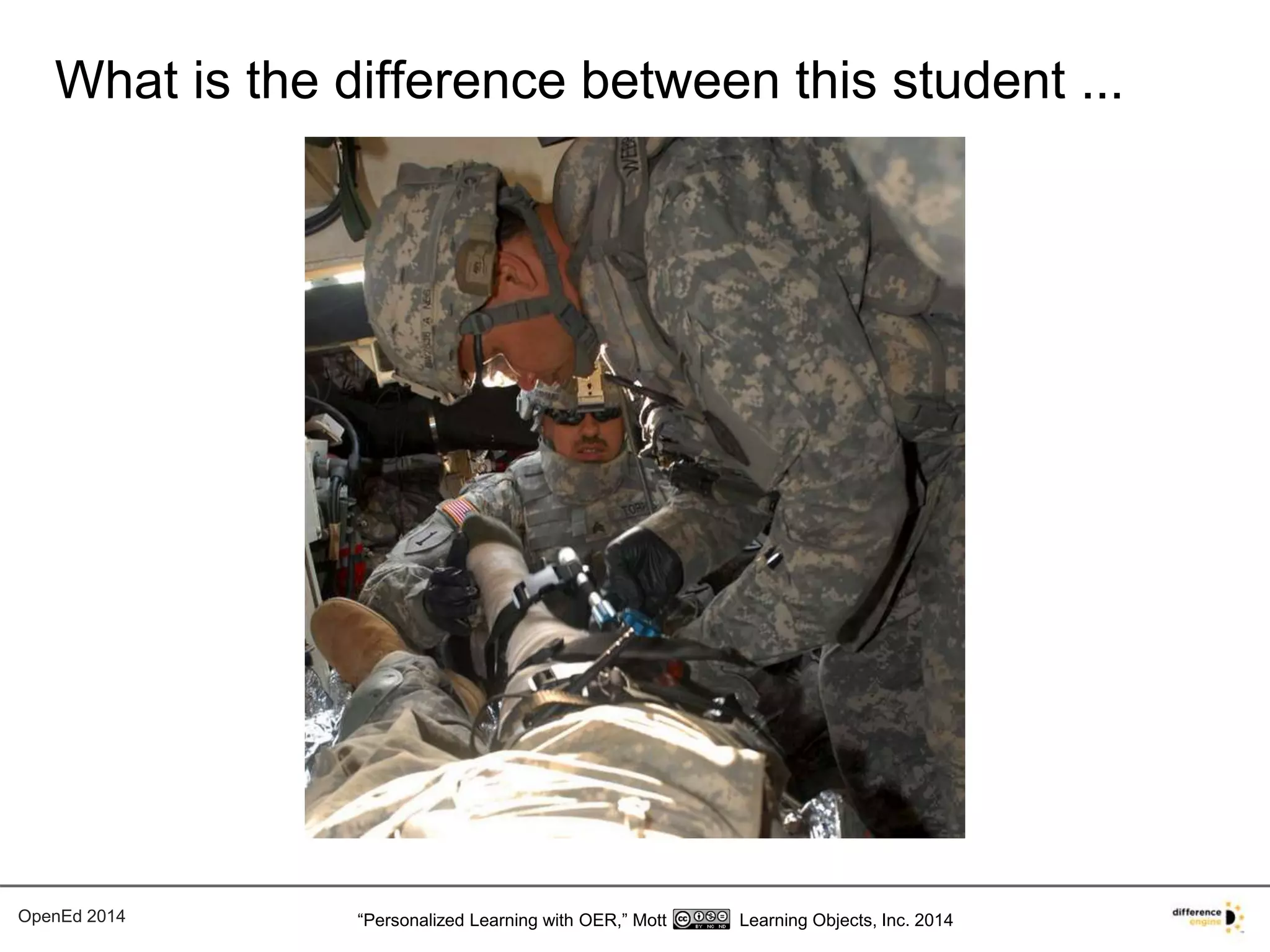 What is the difference between this student ... 
OpenEd 2014 “Personalized Learning with OER,” Mott Learning Objects, Inc. 2014 
 