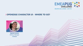 OPENEDGE CHARACTER UI - WHERE TO GO?
Gabriel Lucaciu
Delivery Manager
YONDER
 