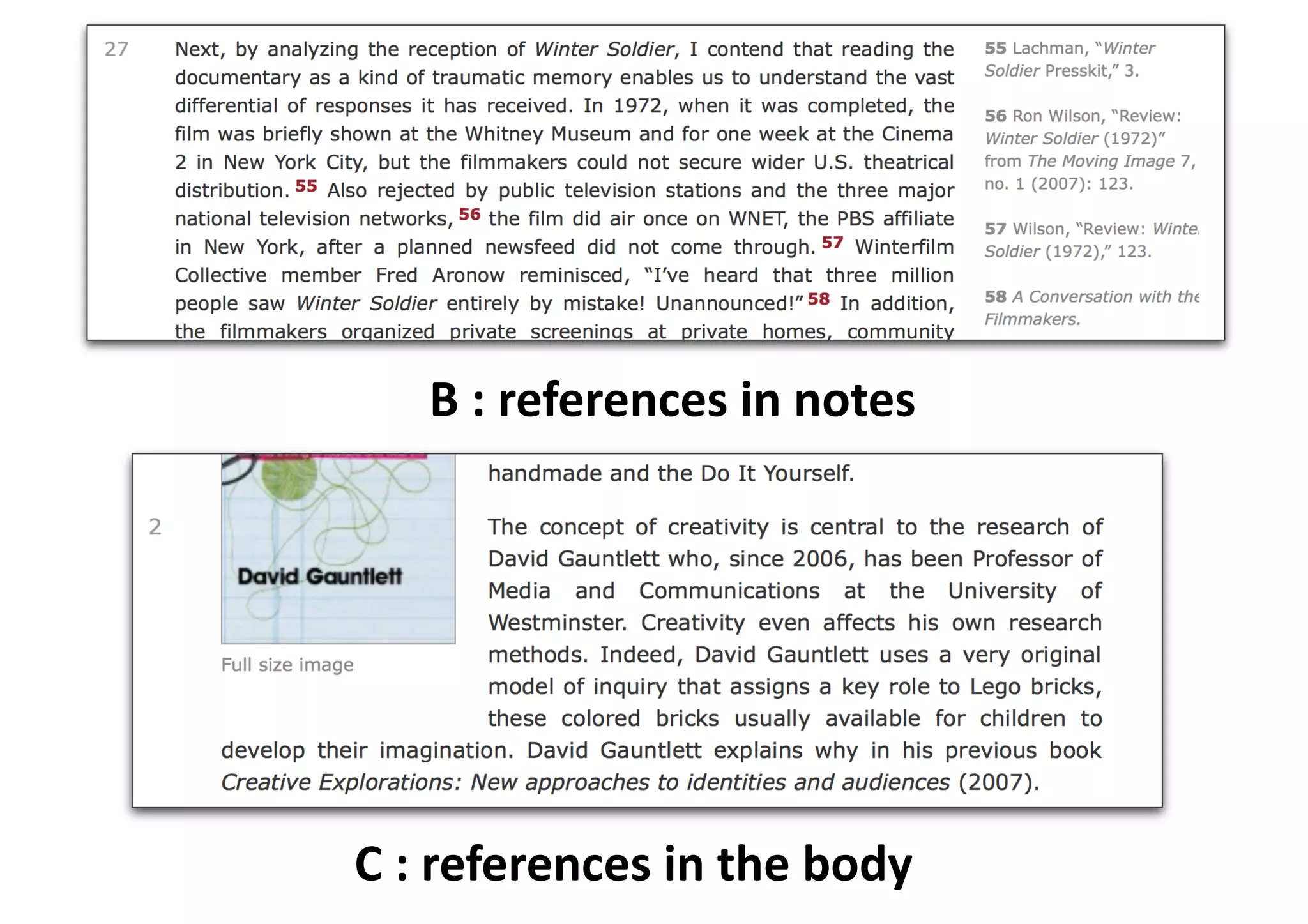 B	
  :	
  references	
  in	
  notes
C	
  :	
  references	
  in	
  the	
  body
 