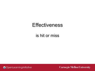 Effectiveness
 is hit or miss
 