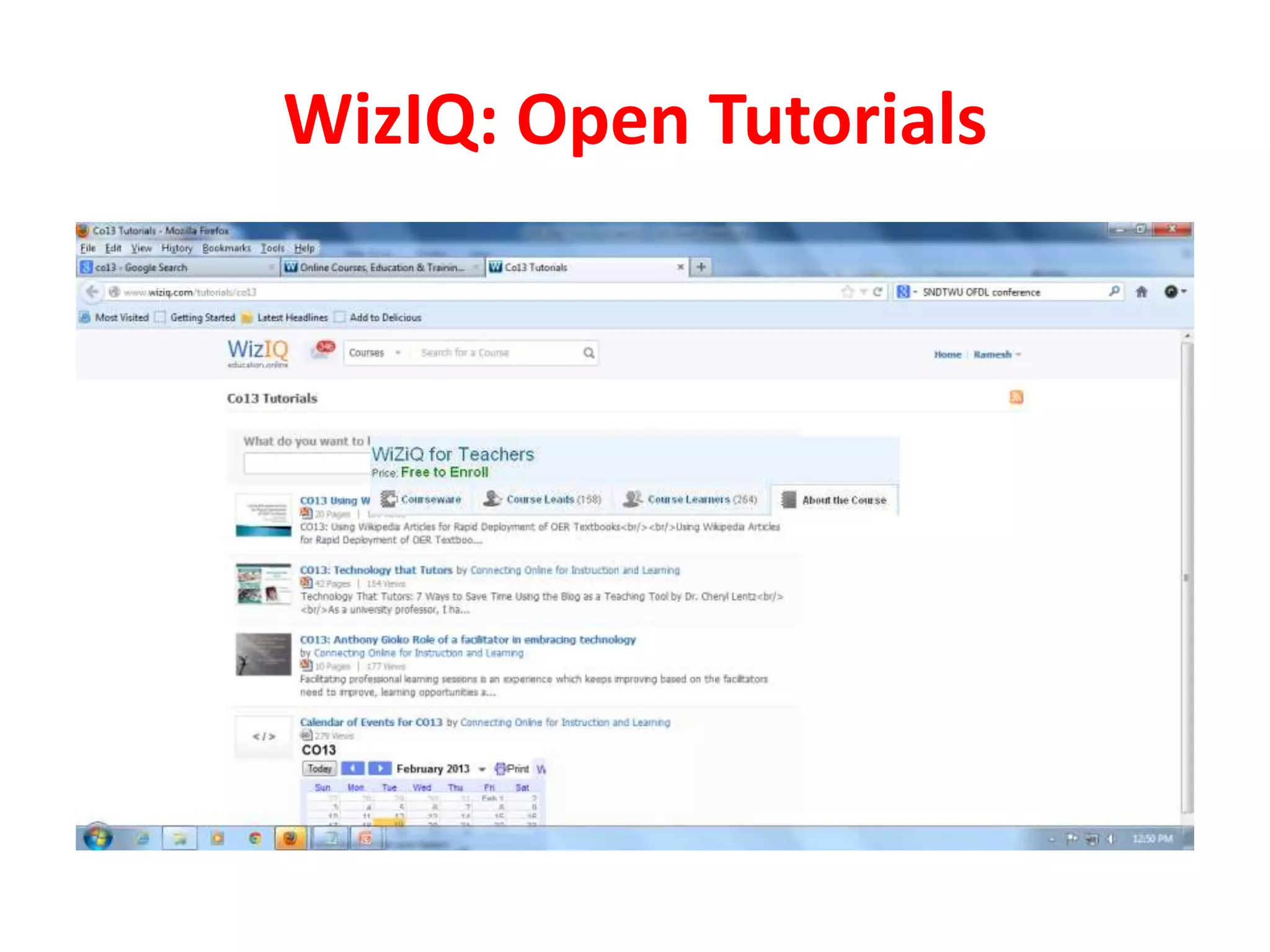 WizIQ: Open Tutorials
 