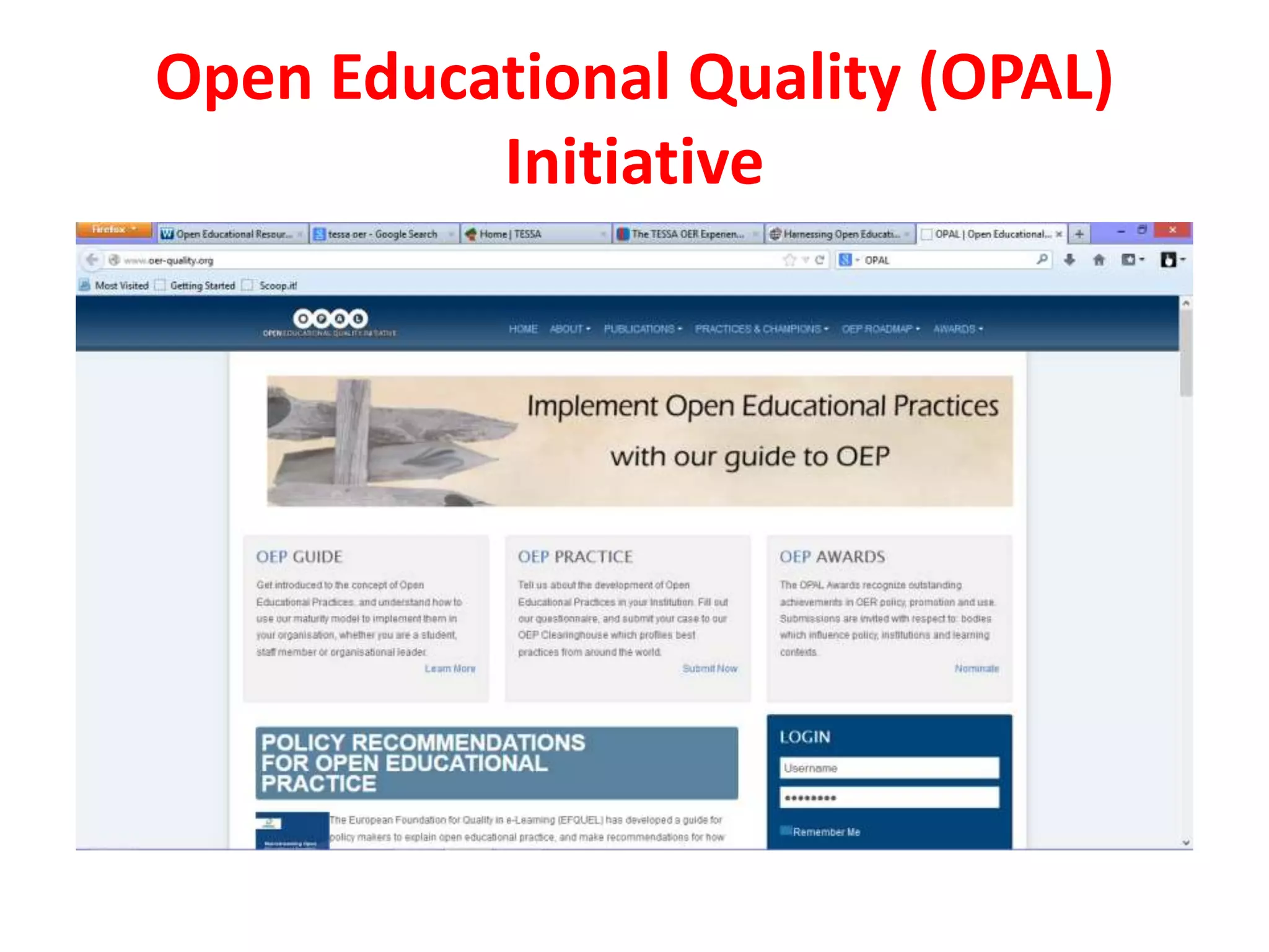 Open Educational Quality (OPAL)
Initiative
 