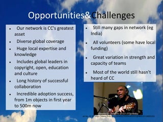 CC's Global Affiliates




    Creative Commons Global Summit 2011 – Warsaw Poland
                    The Power of Open

                            Kristina Alexanderson, CC BY
      http://www.flickr.com/photos/kalexanderson/6161930652/in/pool-1750970@N20/
 