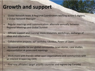 CC's Global Affiliate Network




   71 formal affiliates (including our newest, Canada)
   6 key regions: Africa, Arab World, Asia-Pacific, Europe, Latin
    America, North America
   Close to signing in the US, the UK and Paraguay
   Working with groups in many more countries, including
    Kenya, India, Belgium, Mongolia, Algeria and Morocco
 