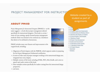 PM4ID
Website created by a
student as part of
assignments
 