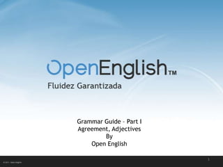 Grammar Guide – Part I
Agreement, Adjectives
        By
    Open English

                         1
 