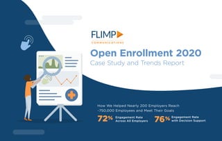 Open Enrollment 2020
Case Study and Trends Report
How We Helped Nearly 200 Employers Reach
~750,000 Employees and Meet Their Goals
72% Engagement Rate
Across All Employers 76% Engagement Rate
with Decision Support
 