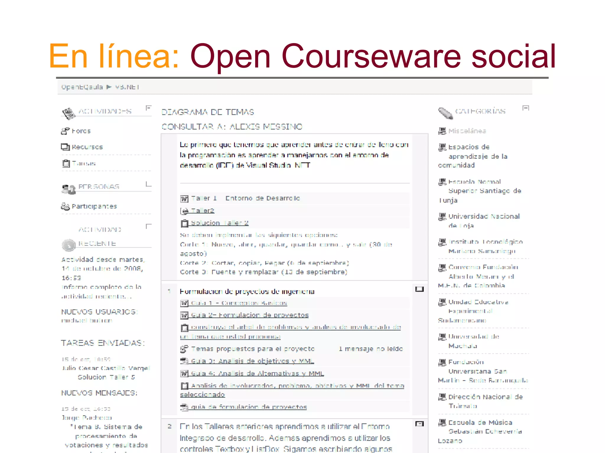 En línea: Open Courseware social