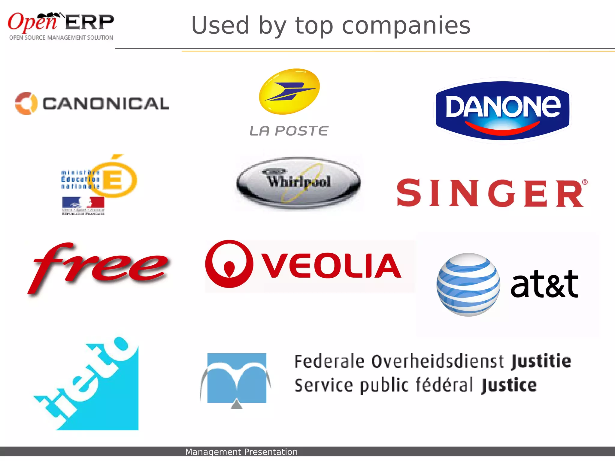 Used by top companies




Nom du fichier – à compléter   Management Presentation
 