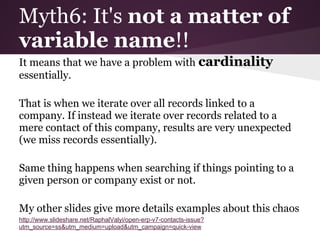 Myth6: It's not a matter of
variable name!!
It means that we have a problem with cardinality
essentially.
That is when we ...