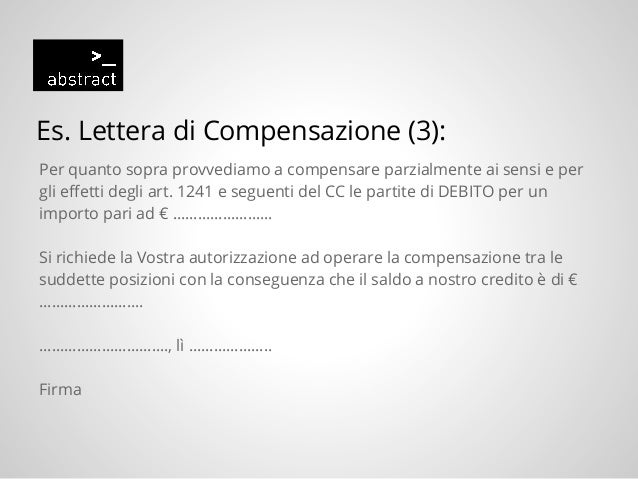 Fac simile lettera per compensazione fatture