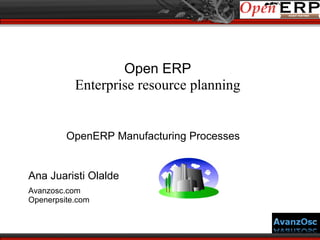 Open ERP
Enterprise resource planning

OpenERP Manufacturing Processes

Ana Juaristi Olalde
Avanzosc.com
Openerpsite.com

 