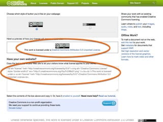 Creative Commons: Attribution
31




     Unless otherwise specified, this work is licensed under a Creative Commons Attribution 3.0 United
 