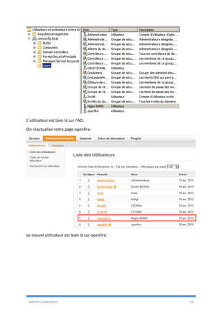 DIMITRI LEMBOKOLO 29
L’utilisateur est bien là sur l’AD.
On réactualise notre page openfire.
Le nouvel utilisateur est bien là sur openfire.
 