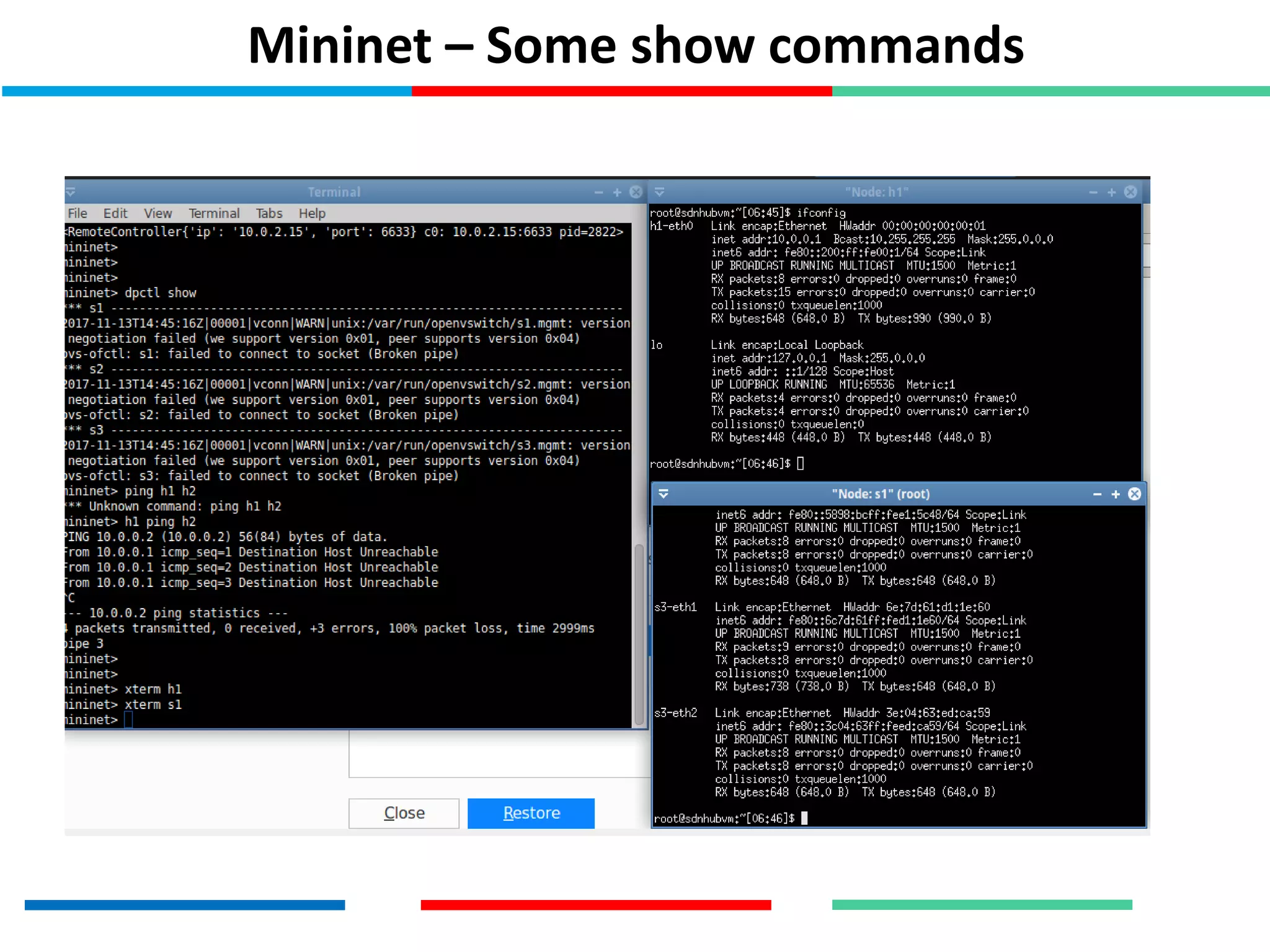 Mininet – Some show commands
 