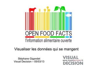 Visualiser les données qui se mangent

   Stéphane Gigandet
Visual Decision – 05/03/13
 