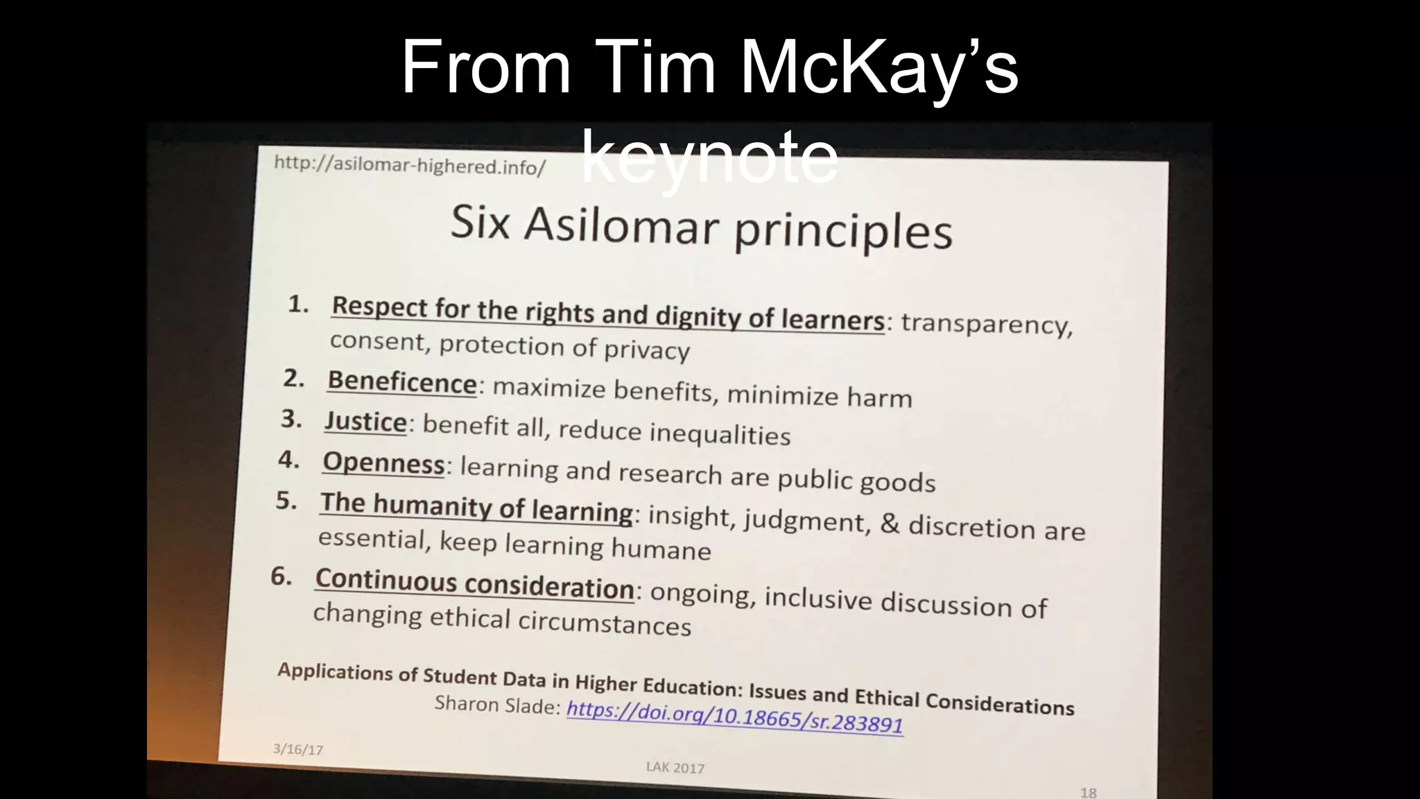 From Tim McKay’s
keynote
 