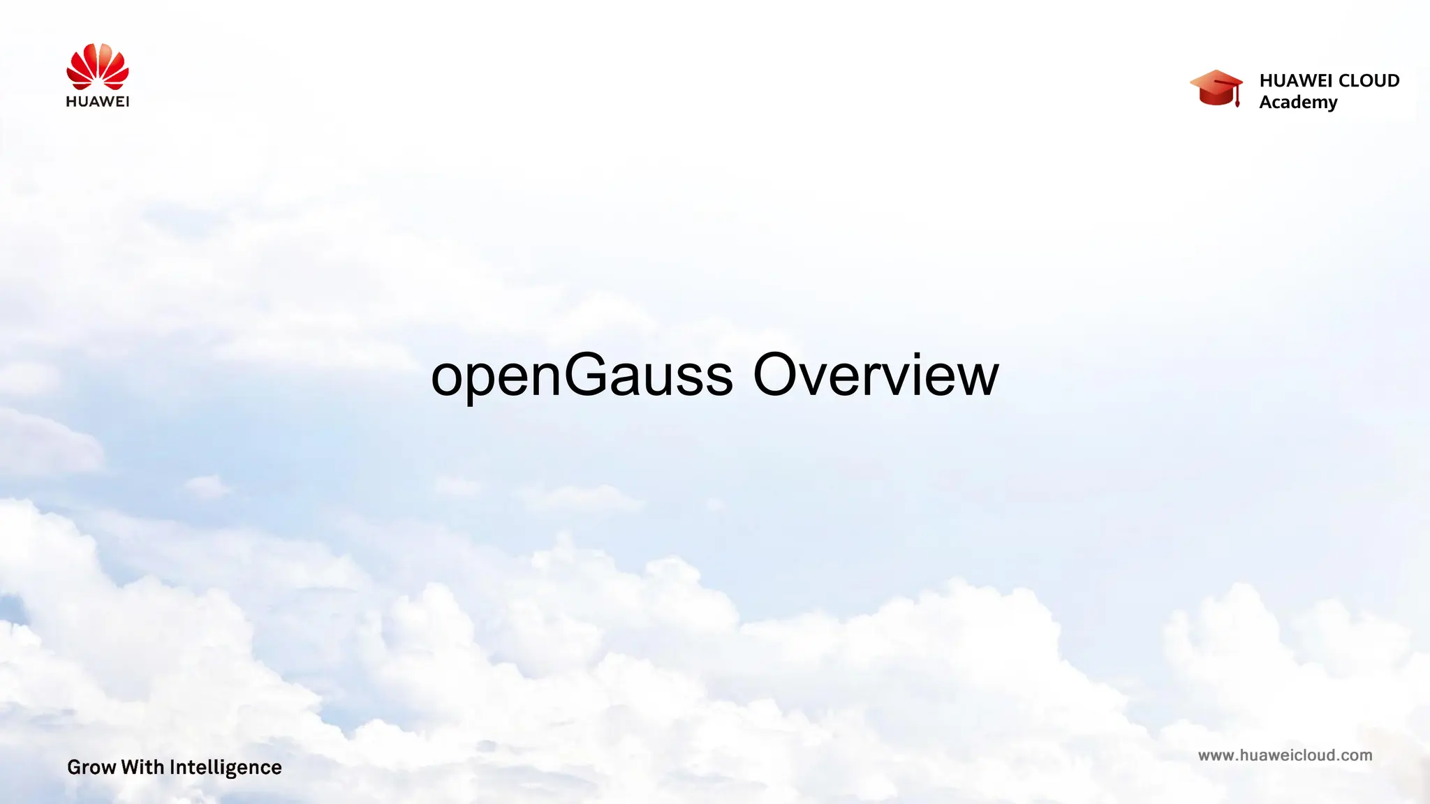 HUAWEI CLOUD
Academy
openGauss Overview
 