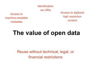 Why open up data? 
Transparency 
Releasing social and commercial 
value 
Participation and engagement 
 