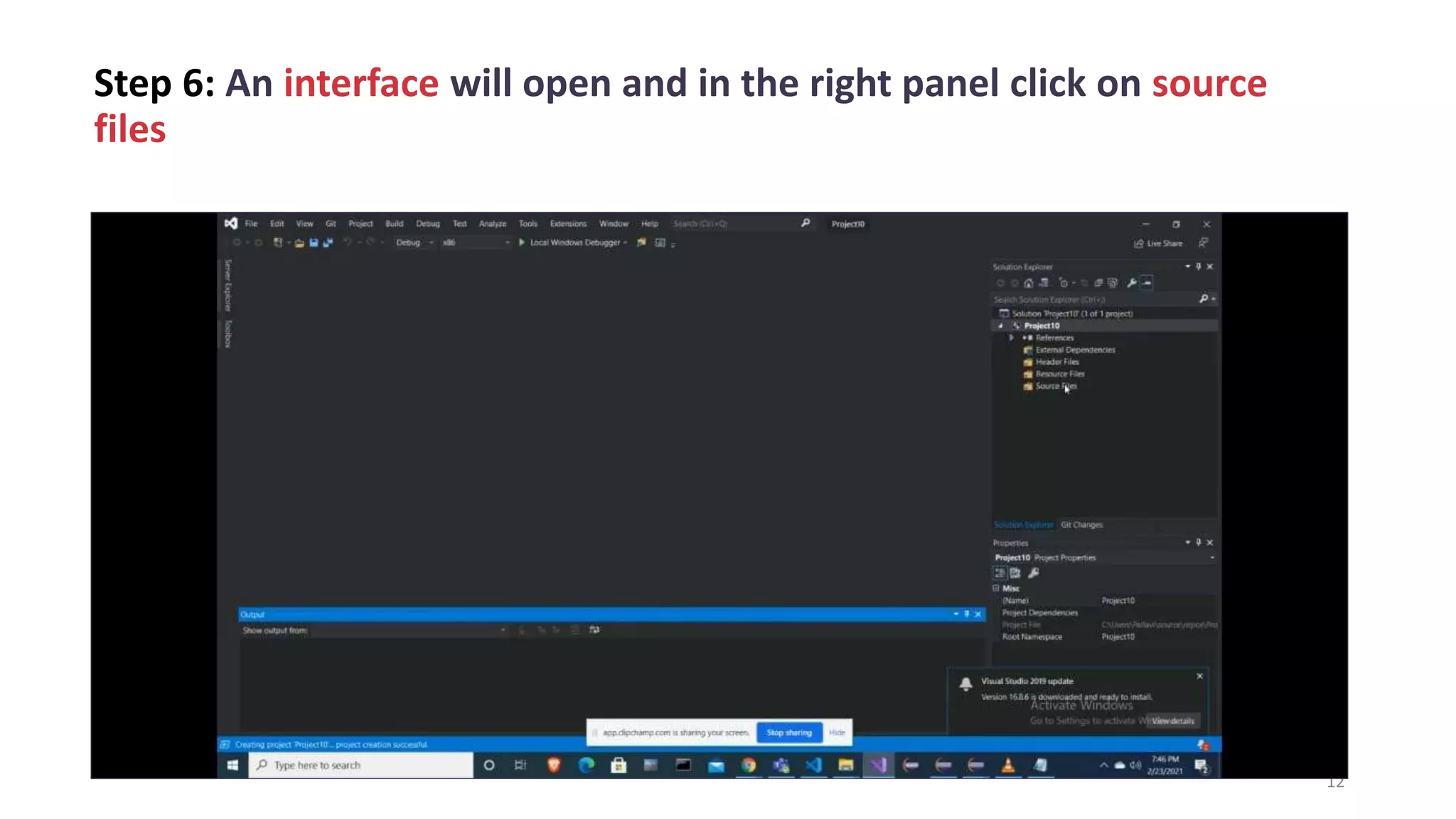 Step 6: An interface will open and in the right panel click on source
files
12
 