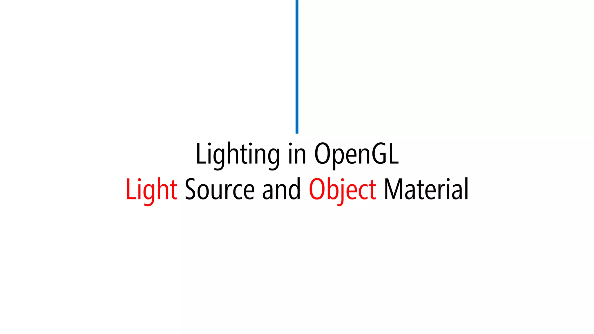 Lighting in OpenGL
Light Source and Object Material
 