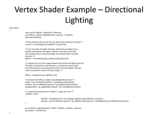 Vec4 Example OpenGL Shading Language | PPTX