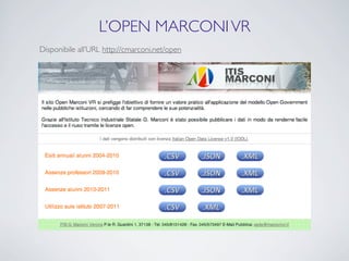 L’OPEN MARCONI VR
Disponibile all’URL http://cmarconi.net/open
 