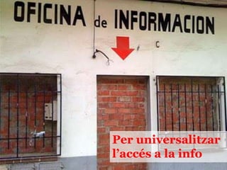  Un procés d’obertura de dades públiques – també conegut per les paraules angleses “OpenData” – és aquell procés que posa les dades públiques, a l’abast de la societat en formats digitals, estandaritzats i oberts, tot fomentant-ne la seva reutilizació.