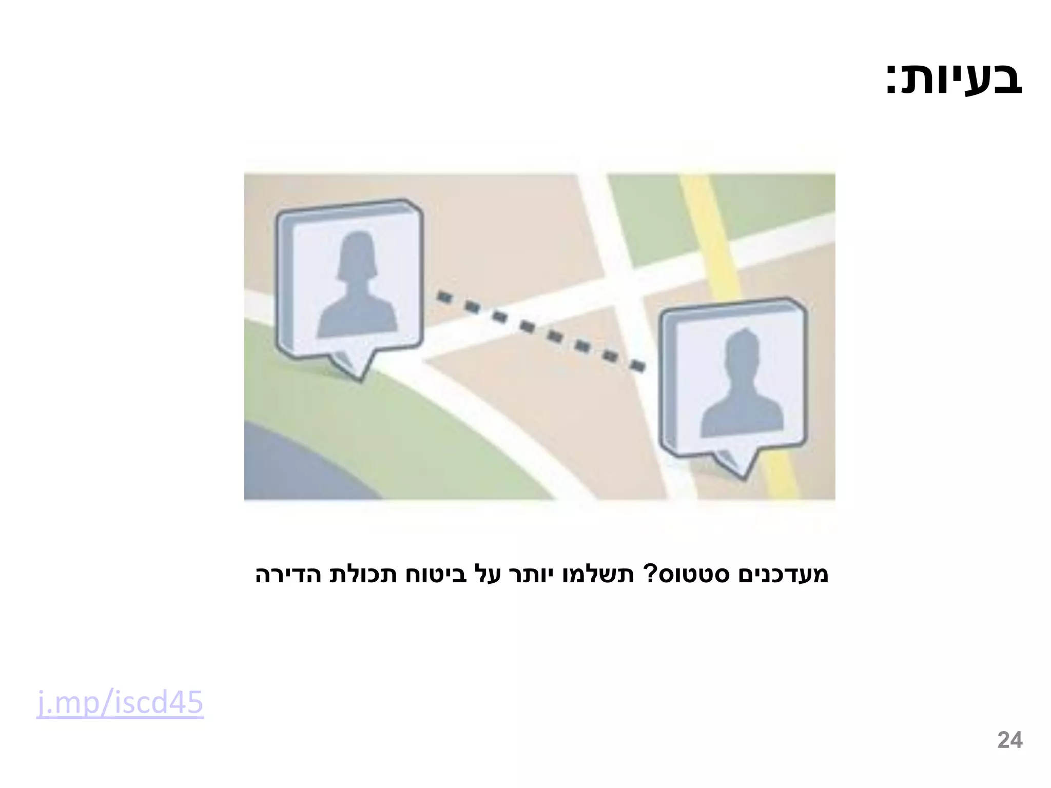 ‫בעיות:‬




              ‫מעדכנים סטטוס? תשלמו יותר על ביטוח תכולת הדירה‬



‫54‪j.mp/iscd‬‬
                                                                   ‫42‬
 