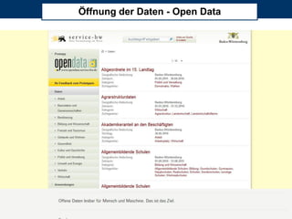 Öffnung der Daten - Open Data




2012 City & Bits GmbH - alle Rechte vorbehalten                                   Seite 26
 