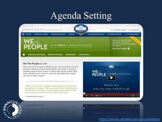 Agenda Setting




           https://wwws.whitehouse.gov/petitions
 