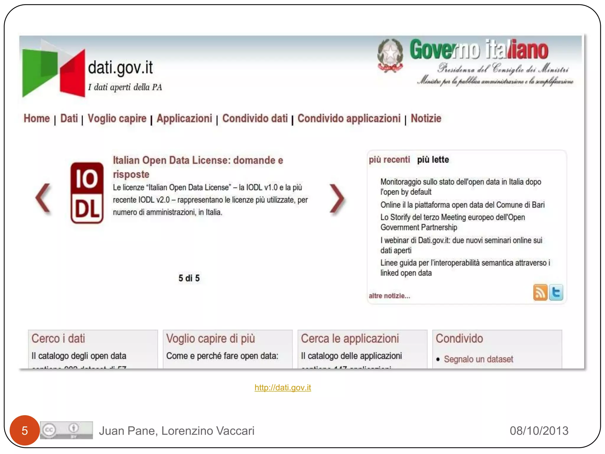 http://dati.gov.it

5

Juan Pane, Lorenzino Vaccari

08/10/2013

 