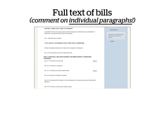 Full text of bills
(comment on individual paragraphs!)
 