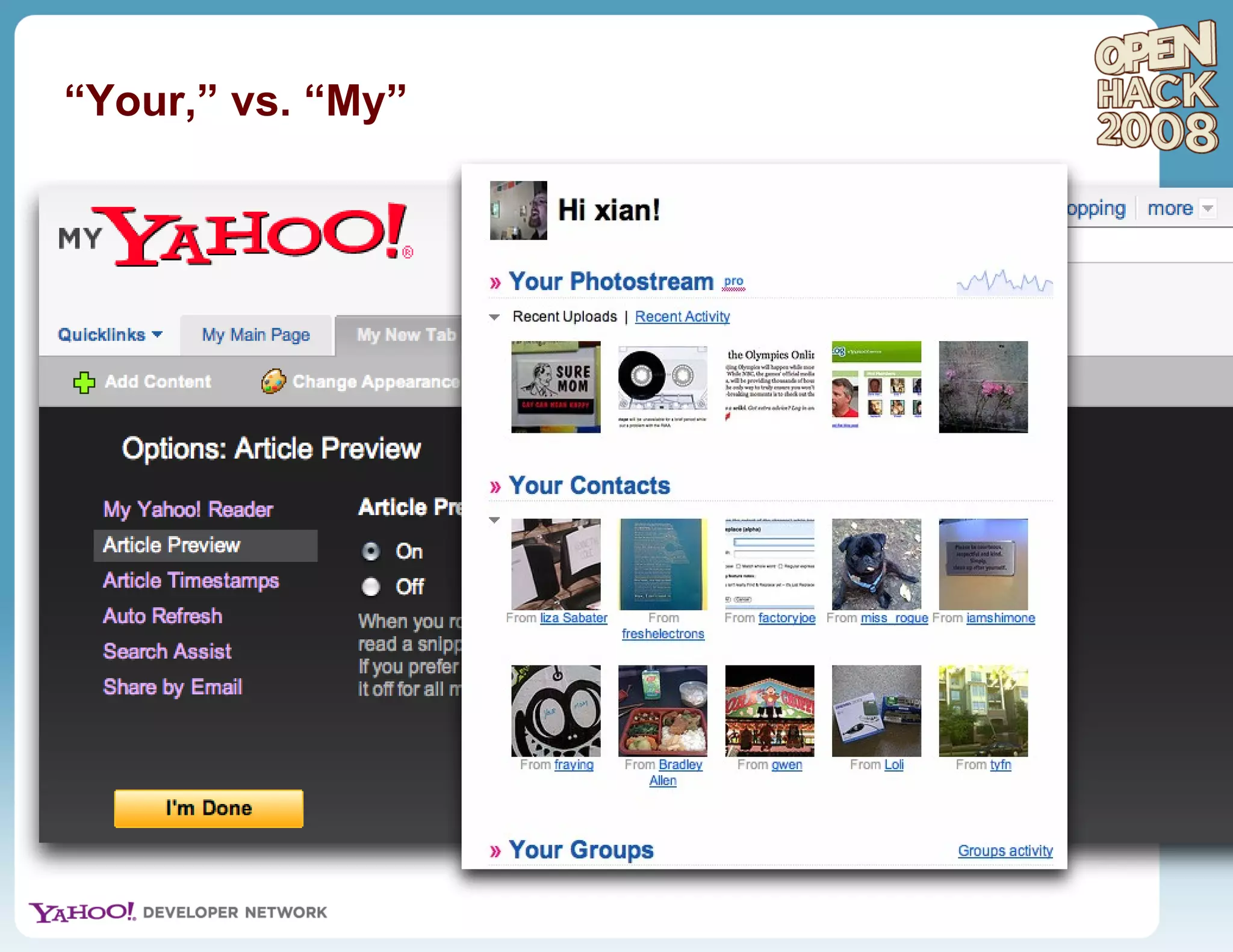 “ Your,” vs. “My” 
