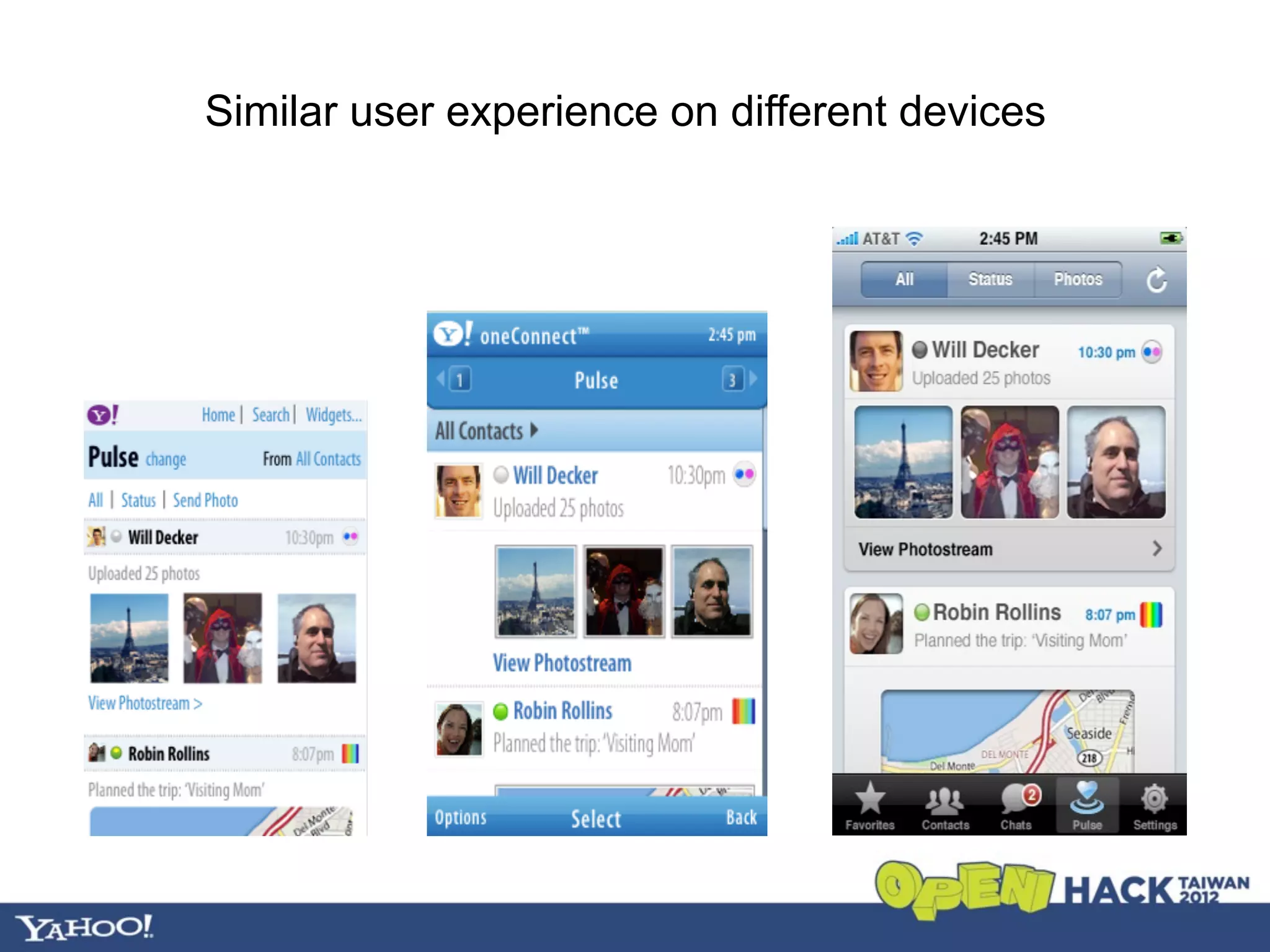 Similar user experience on different devices
 