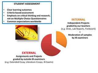 Promotes international understanding, social responsibility, critical thinking and independent learning