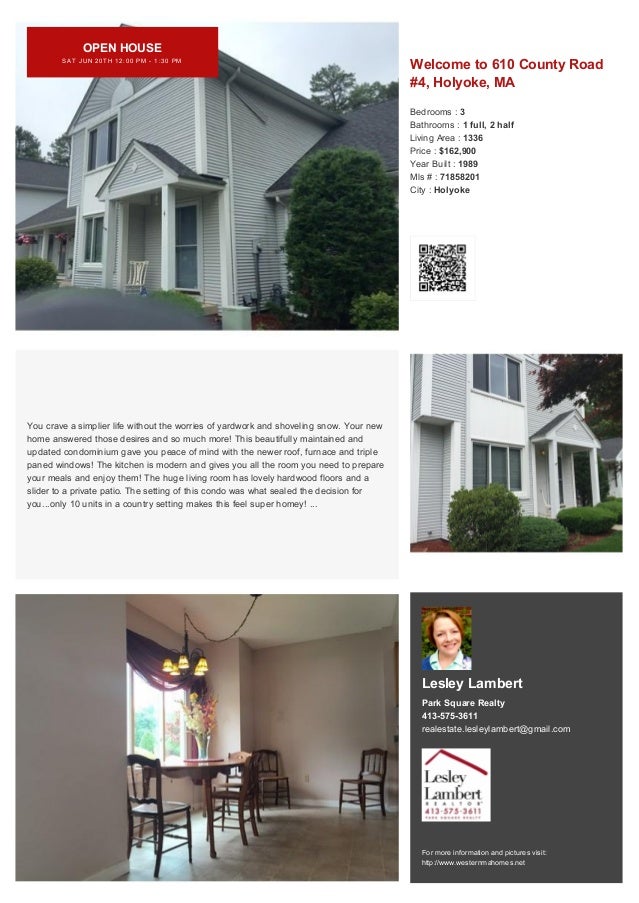 Open house 610 County Rd, 4, Holyoke, MA 01040 Condo for sale