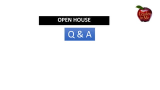 Q & A
OPEN HOUSE
 