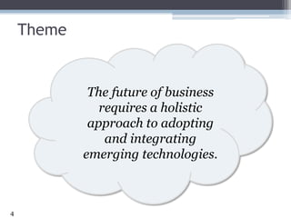 Theme<br />The future of business requires a holistic approach to adopting and integrating emerging technologies.<br />4<b...