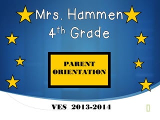 VES 2013-2014
PARENT
ORIENTATION
 