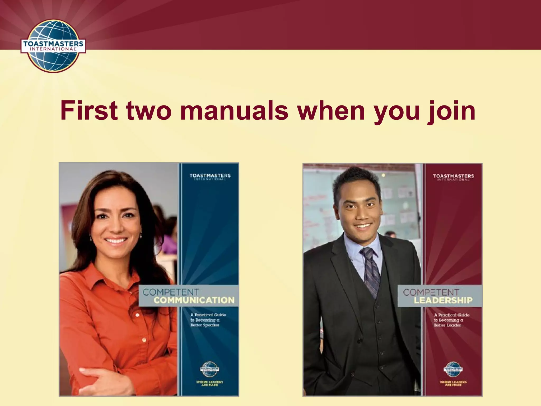 First two manuals when you join
 