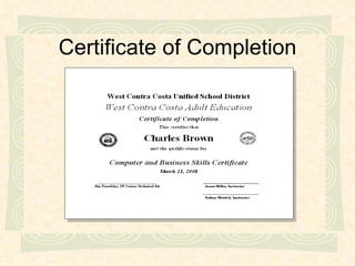 Certificate of Completion 