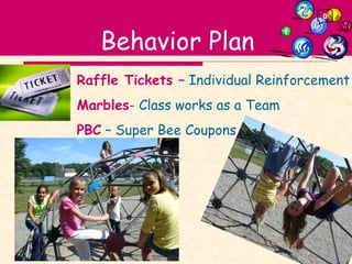 Behavior Plan Raffle Tickets –  Individual Reinforcement Marbles - Class works as a Team PBC  – Super Bee Coupons 0 